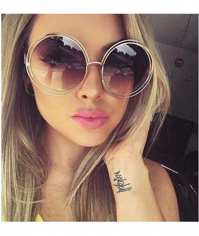 Oversized The Classic Retro over Oversized Round Circle Stainless Steel Frame Mirror Sunglasses for Women Ladies - CC193Q3AKC...