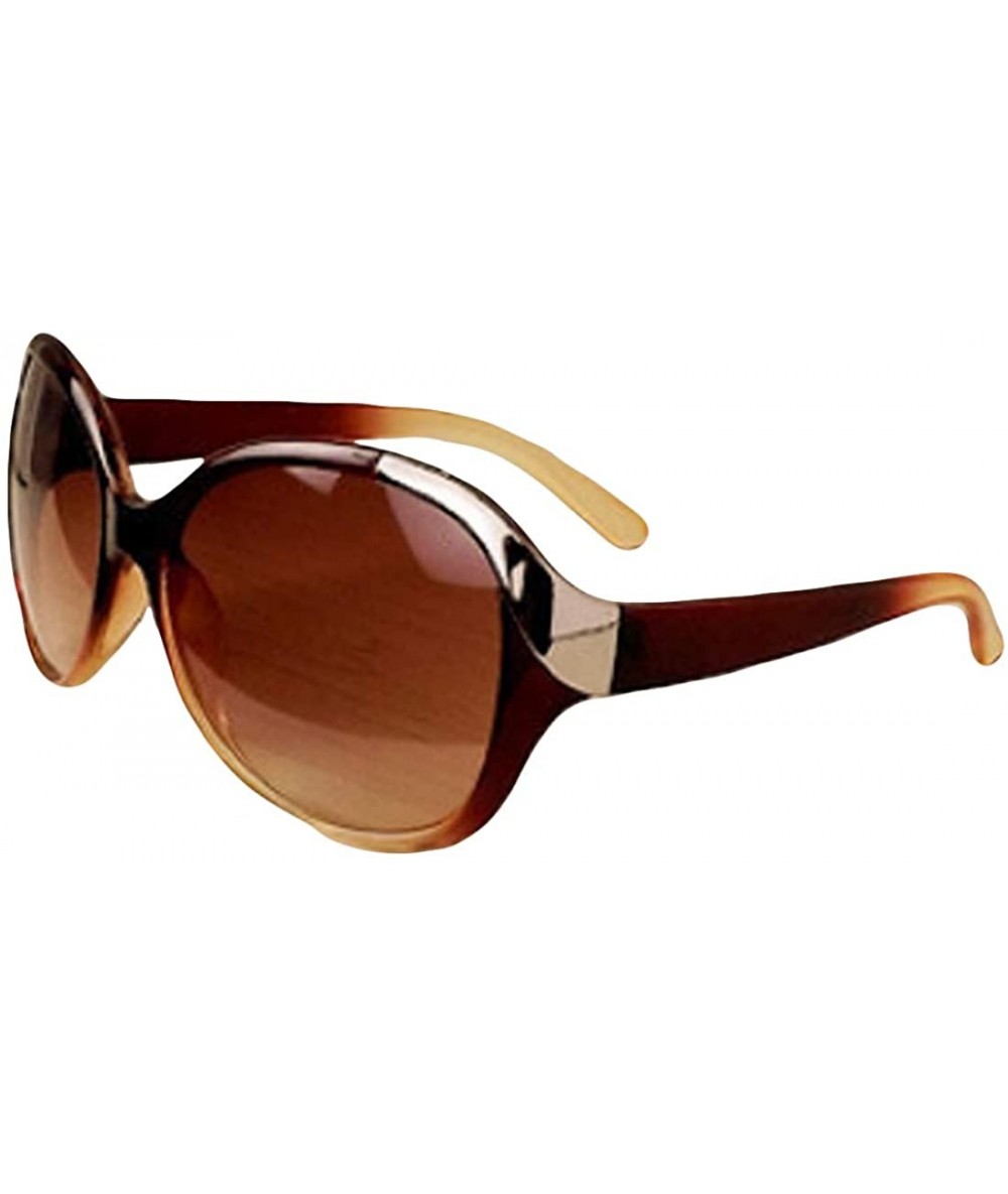 Round Unisex Fashion Sunglasses Oversized Round Plastic Lenses UV400 - Brown - CI18NCD04AS $17.62