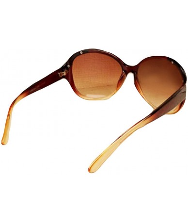 Round Unisex Fashion Sunglasses Oversized Round Plastic Lenses UV400 - Brown - CI18NCD04AS $17.62