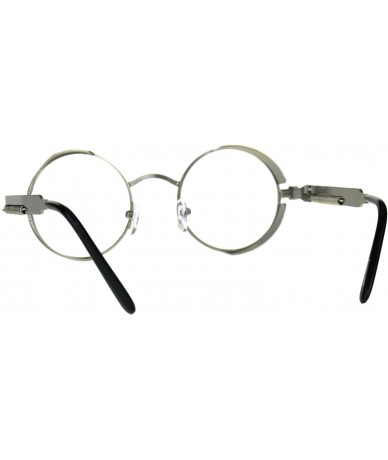 Round Side Cover Clear Lens Glasses Steampunk Fashion Small Round Frame - Matte Silver - C818ESXM69R $20.33