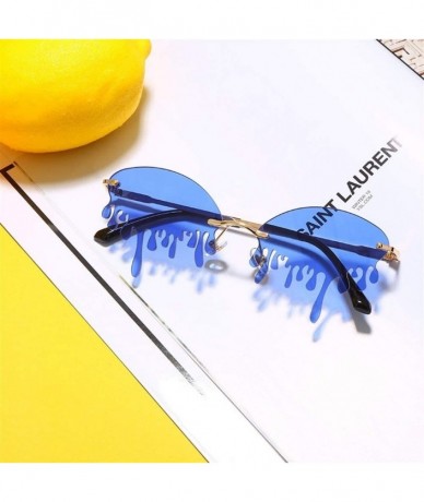 Rimless Teardrop Shaped Sunglasses for Women Dripping Oval Rimless Shades UV Protection - C3 - C8190HGD4I5 $18.36