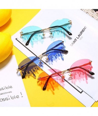 Rimless Teardrop Shaped Sunglasses for Women Dripping Oval Rimless Shades UV Protection - C3 - C8190HGD4I5 $18.36