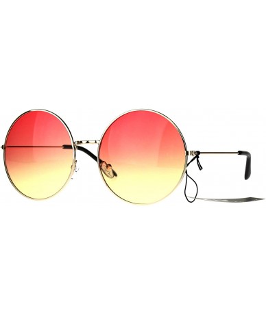 Oversized Classic Oversize JoplHippie Round Circle Lens Sunglasses - Gold Red Yellow - CR187IZIG26 $22.75