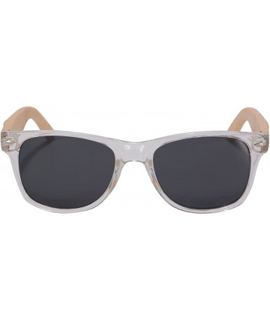 Wayfarer Flash Mirror Sunglasses Wood Frame UV400 Wooden Glasses- Z6026 - White - C112NYABPHU $33.71