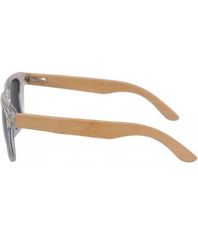 Wayfarer Flash Mirror Sunglasses Wood Frame UV400 Wooden Glasses- Z6026 - White - C112NYABPHU $33.71