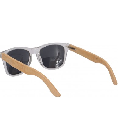 Wayfarer Flash Mirror Sunglasses Wood Frame UV400 Wooden Glasses- Z6026 - White - C112NYABPHU $33.71