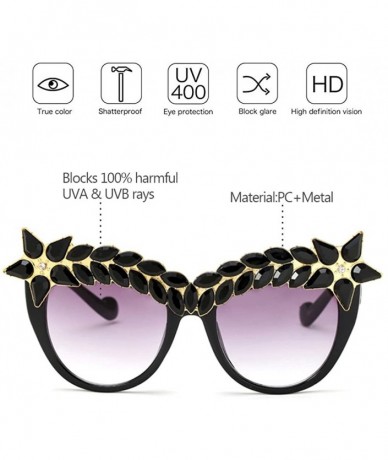 Oversized Womens Luxury Diamond Decorated Sunglasses UV400 Retro Eyeglasses - Style 04 - CG18GWSMRG8 $24.89