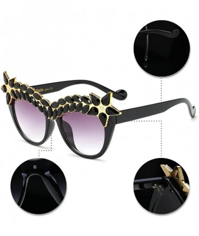 Oversized Womens Luxury Diamond Decorated Sunglasses UV400 Retro Eyeglasses - Style 04 - CG18GWSMRG8 $24.89