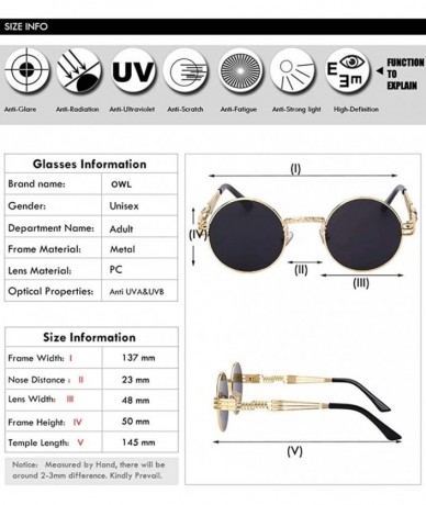 Round Retro Steampunk Style Round Vintage Sunglasses Colored Metal Frame Men Women - C13-silver-clear - CC18HGCT4XL $22.23