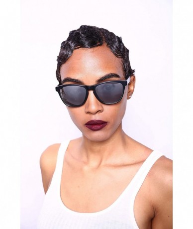 Square New Don and Audrey Form Horned Rim Sunglasses - Matte Black - CY12E0DXG4B $19.70