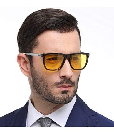 Wrap Night Vision Glasses for Driving - HD night driving glasses anti glare polarized mens women glasses - Yellow3 - CY187Z47...