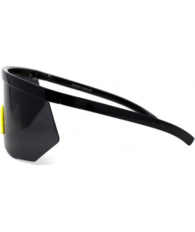 Oversized Extra Oversize Flat Top Mask Style Shield Half Rim Sunglasses - Black Yellow Black - CV195UDOX40 $24.32