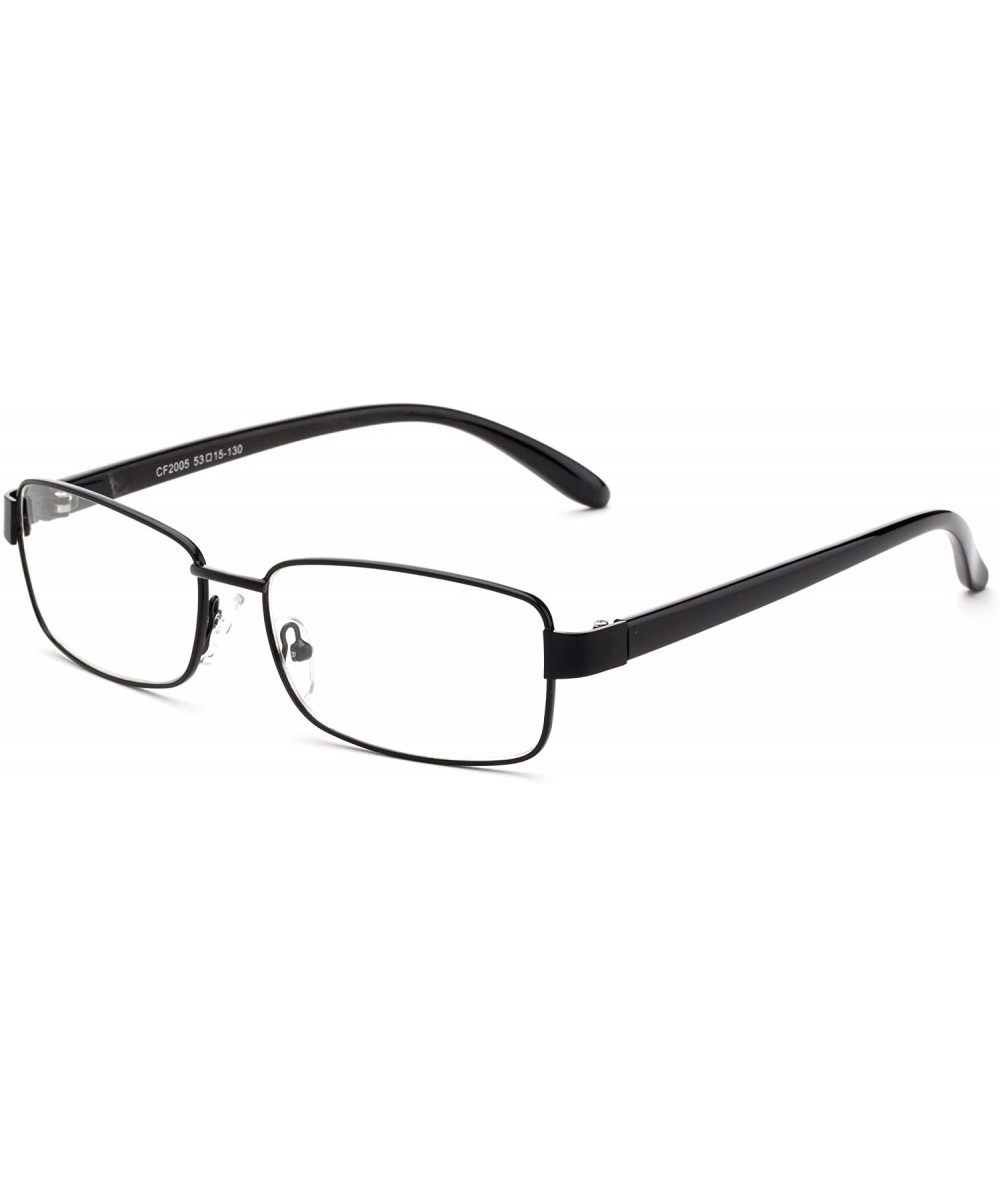 Square "Bruce" Aluminum Brushed Prescription Ready Clear Lens Rx Frames - Black - CS12KRZE7XZ $31.37