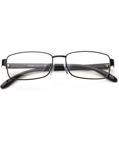 Square "Bruce" Aluminum Brushed Prescription Ready Clear Lens Rx Frames - Black - CS12KRZE7XZ $31.37