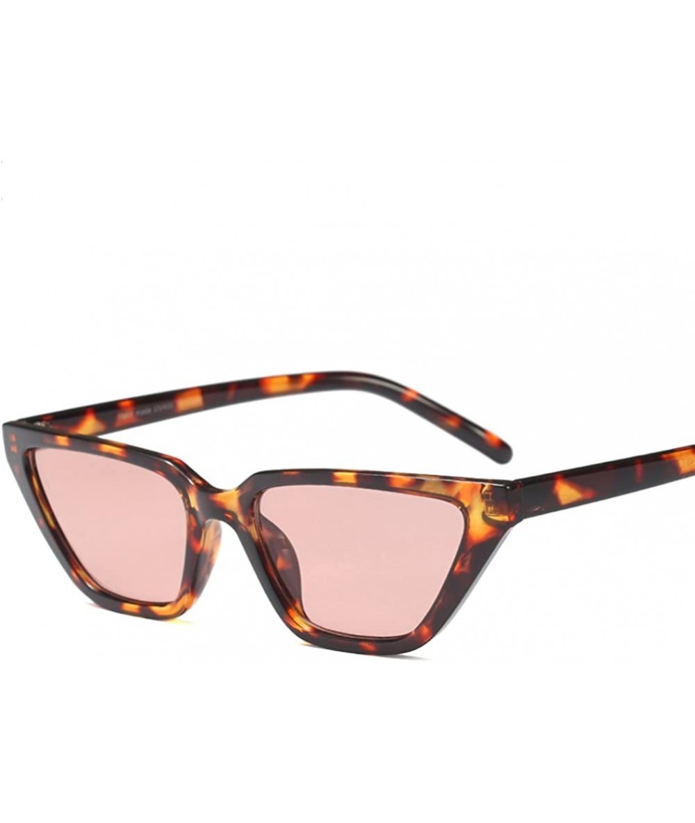 Cat Eye Vintage Cat Eye Sunglasses Tiny Retro Sun Glasses for Women Summer Accessories - Leopard With Pink - CH18E7MURII $18.83