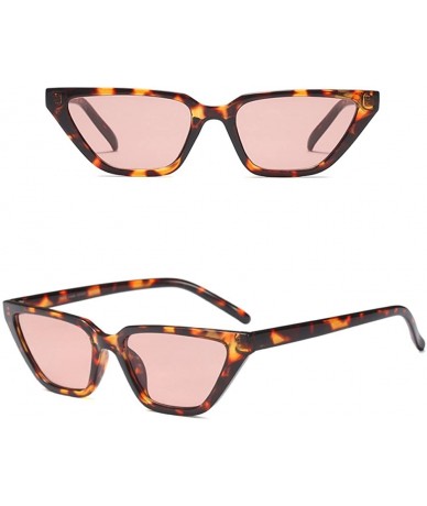 Cat Eye Vintage Cat Eye Sunglasses Tiny Retro Sun Glasses for Women Summer Accessories - Leopard With Pink - CH18E7MURII $18.83