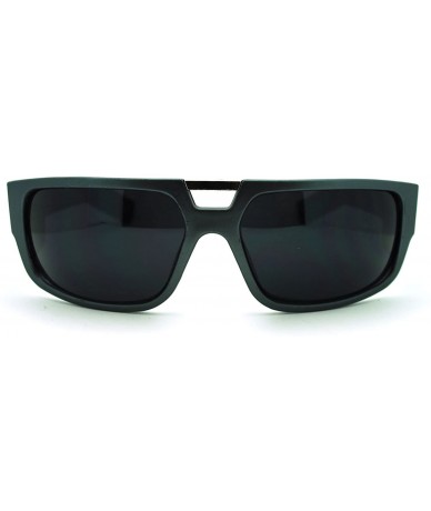 Rectangular Skater Square Futuristic Rectangular Thick Plastic Metal Bridge Sunglasses - Metalic Grey - CW11JZBFYWB $19.99