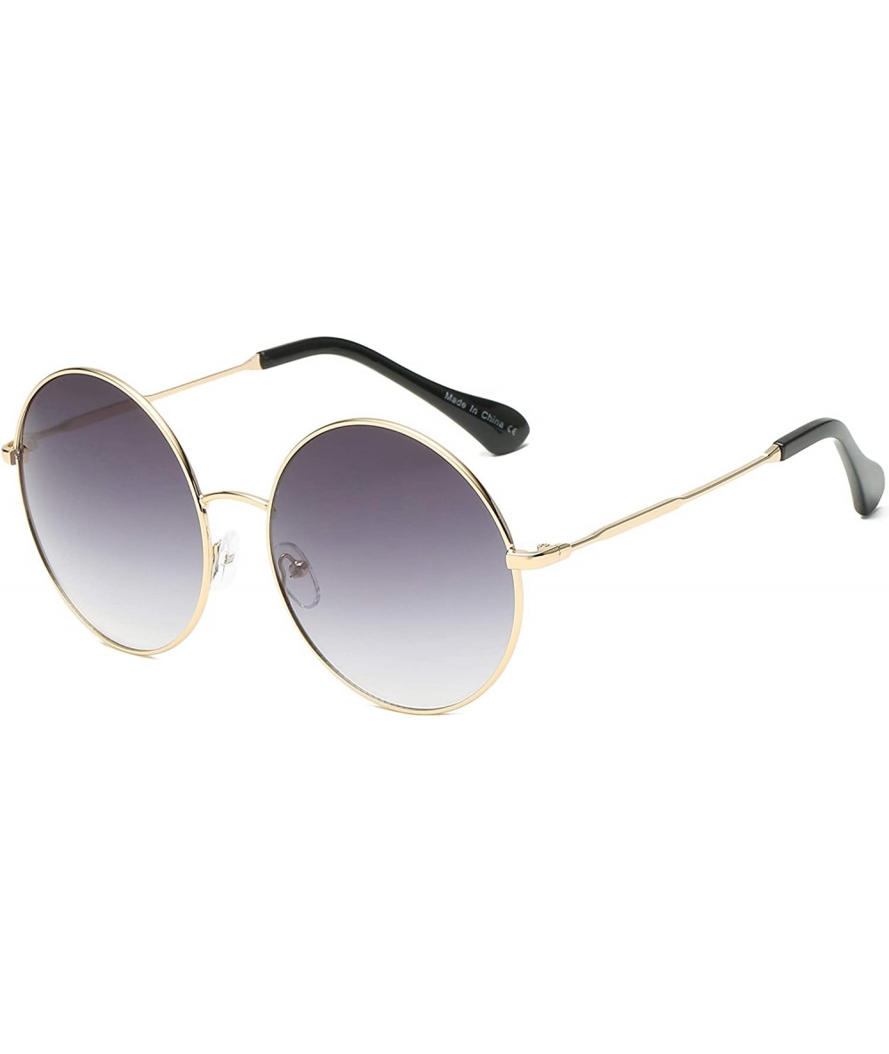 Oversized Women Fashion Metal Circle Round Designer Sunglasses - Gradient Purple - CM18I6OMS9Z $18.43