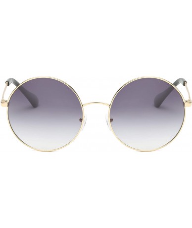 Oversized Women Fashion Metal Circle Round Designer Sunglasses - Gradient Purple - CM18I6OMS9Z $18.43