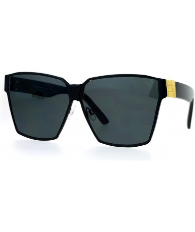 Square Modern Oversized Fashion Sunglasses Womens Square Designer Shades - Black (Black) - CE1875RRR6C $24.03