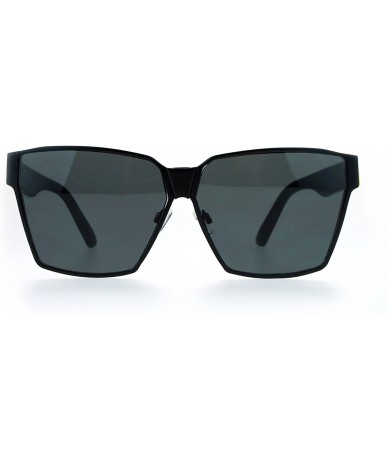 Square Modern Oversized Fashion Sunglasses Womens Square Designer Shades - Black (Black) - CE1875RRR6C $24.03