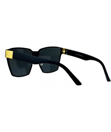 Square Modern Oversized Fashion Sunglasses Womens Square Designer Shades - Black (Black) - CE1875RRR6C $24.03