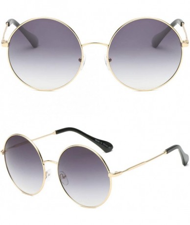 Oversized Women Fashion Metal Circle Round Designer Sunglasses - Gradient Purple - CM18I6OMS9Z $18.43