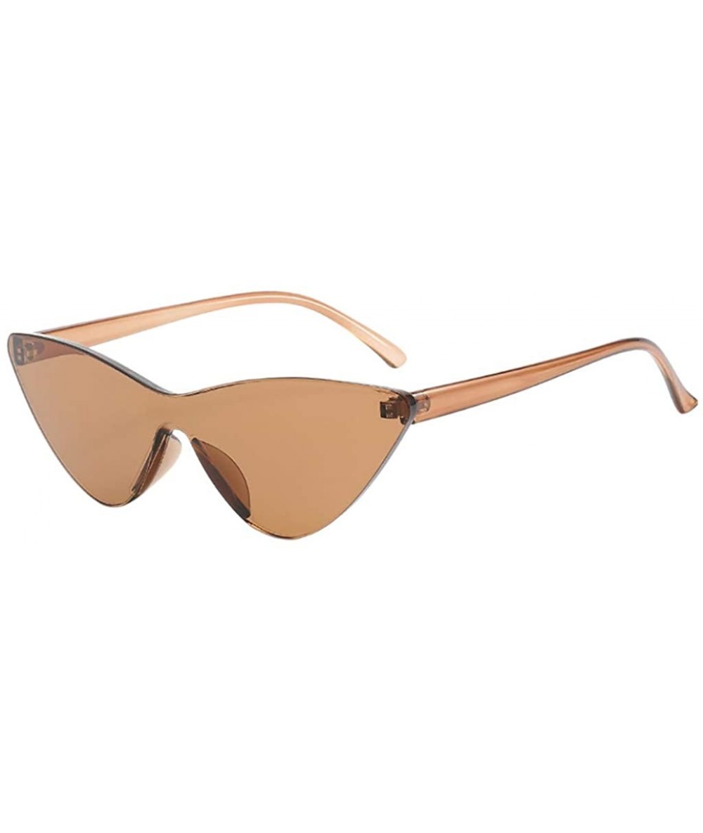 Rimless Colorful Rimless Transparent Cat Eye Sunglasses for Women Tinted Candy Colored Glasses - Khaki - CG18NGLGNYL $16.64