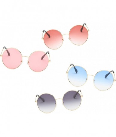 Oversized Women Fashion Metal Circle Round Designer Sunglasses - Gradient Purple - CM18I6OMS9Z $18.43