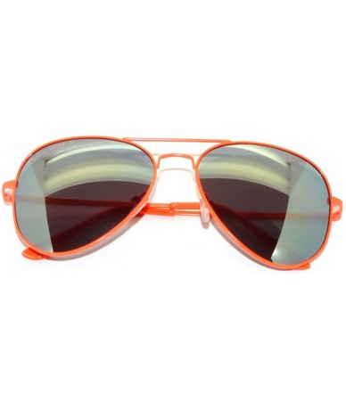 Aviator Full Mirror Lens Colored Metal Frame with Spring Hinge - 01 Neon Orange Frame Gold Lens - CB11MZ9TH19 $18.52