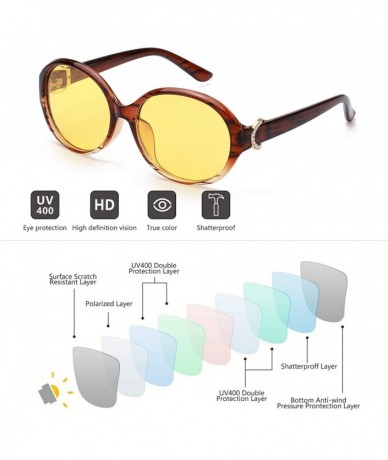 Round Oversized Night-driving Glasses for Women - Polarized Lens Stylish-Safety Nighttime/Rainy/Cloudy - CL18W3R7CAW $34.85