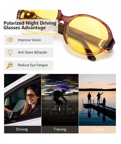 Round Oversized Night-driving Glasses for Women - Polarized Lens Stylish-Safety Nighttime/Rainy/Cloudy - CL18W3R7CAW $34.85