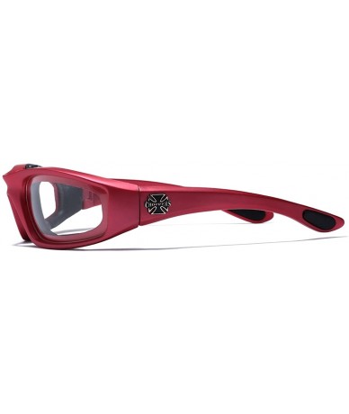 Shield Padded Bikers Sport Sunglasses Offered in Variety of Colors - Red - Clear - C812O40ZHOH $19.94