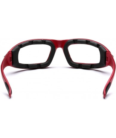 Shield Padded Bikers Sport Sunglasses Offered in Variety of Colors - Red - Clear - C812O40ZHOH $19.94