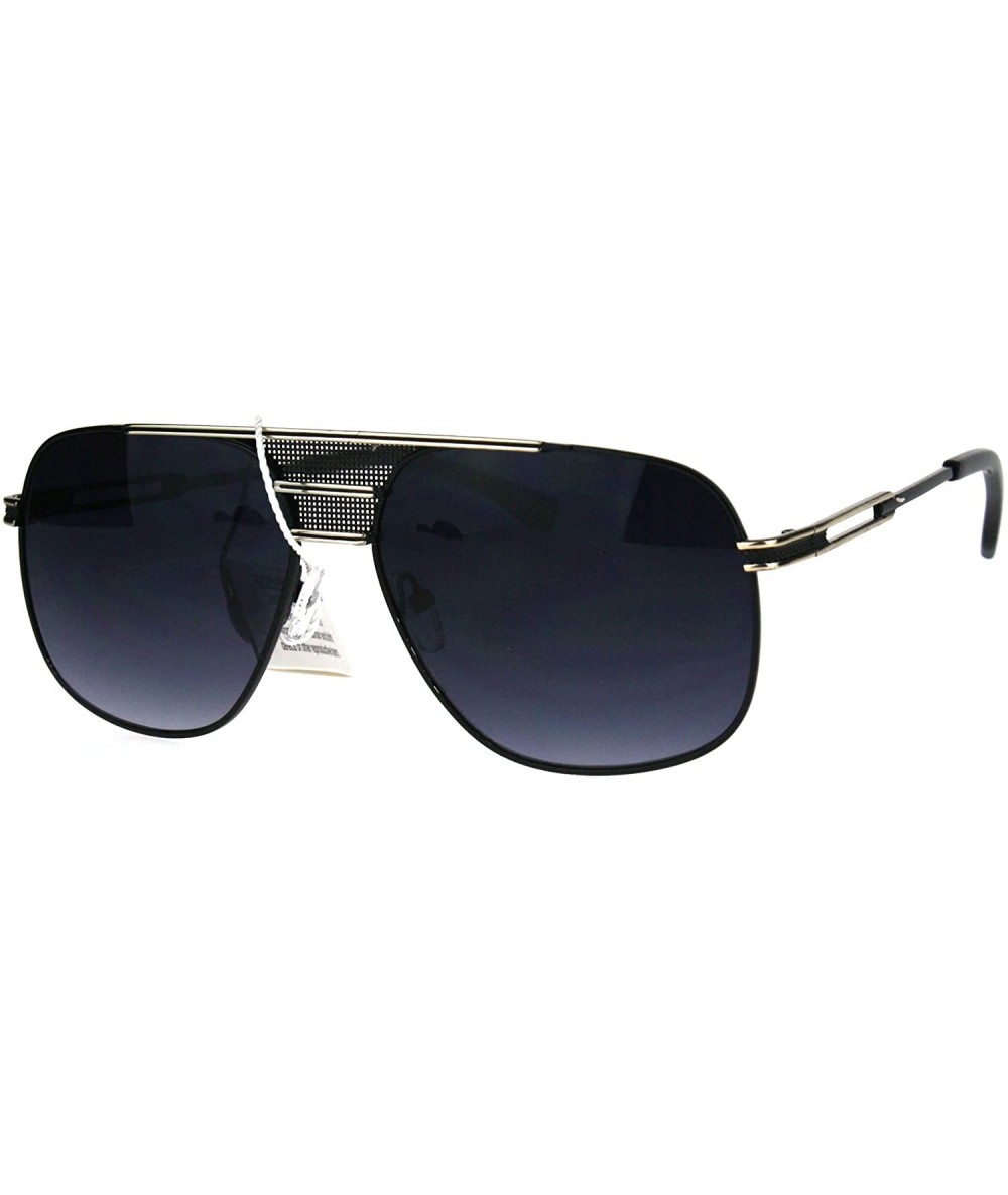 Square Mens Designer Fashion Sunglasses Stylish Square Metal Frame Mesh Bridge - Black (Smoke) - CL186TQY26A $23.96