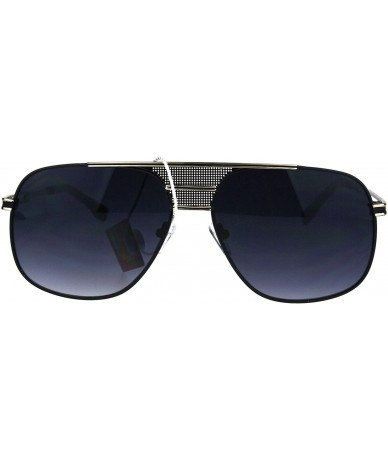 Square Mens Designer Fashion Sunglasses Stylish Square Metal Frame Mesh Bridge - Black (Smoke) - CL186TQY26A $23.96