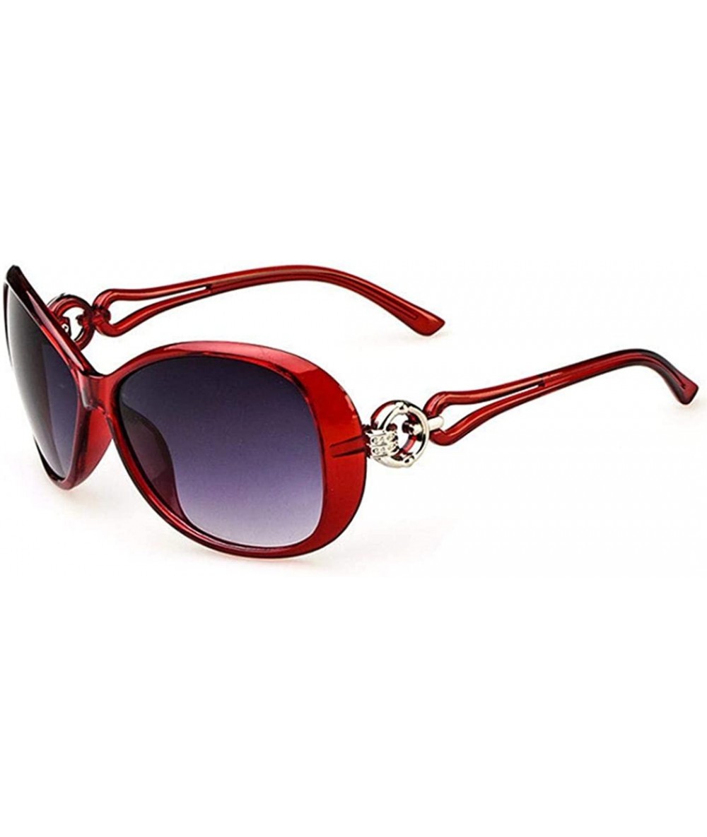 Oval Women Fashion Oval Shape UV400 Framed Sunglasses Sunglasses - Wine Red - CV18W430KN9 $19.07