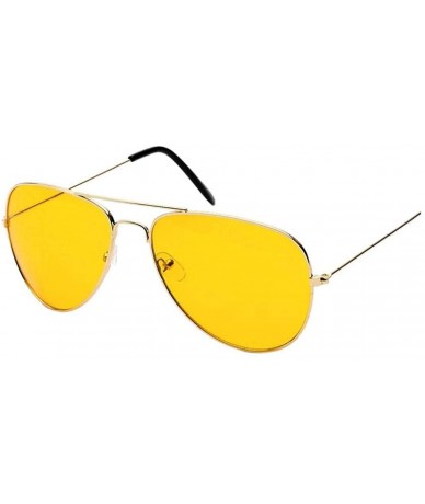 Oval Night Vision Aviator Sunglasses Unisex UV400 Glasses Classic Trendy (Gold) - C118HOELLSH $16.31