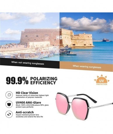 Oversized Women's Oversized Polarized Sunglasses Female Designer Mirror Sun Glasses for Ladies Goggle UV400 - CB199I6DDK4 $26.49