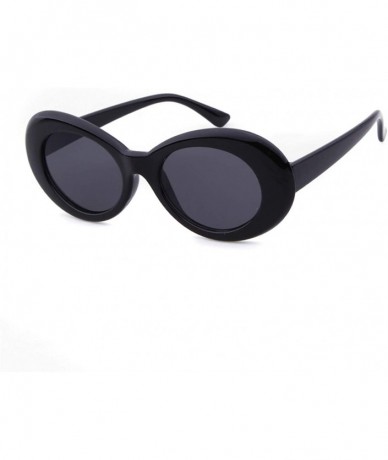 Round UV400 Clout Goggles Bold Retro Oval Mod Thick Frame Sunglasses - Black Frame&black Lens - CL18DA2Y8IK $17.88