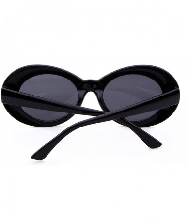 Round UV400 Clout Goggles Bold Retro Oval Mod Thick Frame Sunglasses - Black Frame&black Lens - CL18DA2Y8IK $17.88