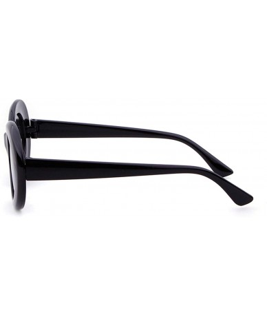 Round UV400 Clout Goggles Bold Retro Oval Mod Thick Frame Sunglasses - Black Frame&black Lens - CL18DA2Y8IK $17.88