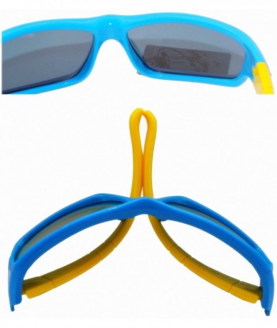 Aviator Kids Bendable Polarized Sunglasses for Boys Girls Age 3-10 with Strap - Mirrored Gold/Yellow Blue - CV18W9N7IOK $22.29