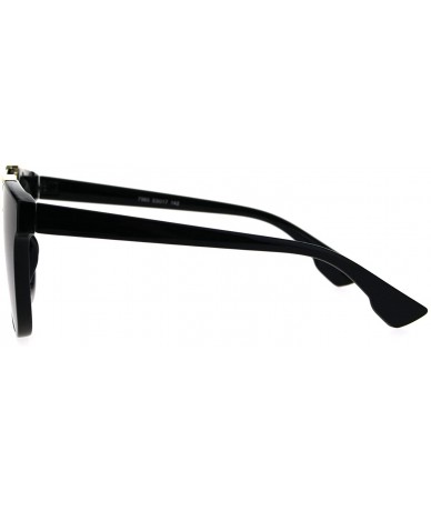 Rectangular Hipster Plastic Horned Double Metal Flat Top Bridge Sunglasses - Black Mirror - CZ18688QL6H $19.33