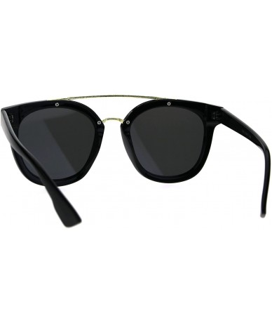 Rectangular Hipster Plastic Horned Double Metal Flat Top Bridge Sunglasses - Black Mirror - CZ18688QL6H $19.33