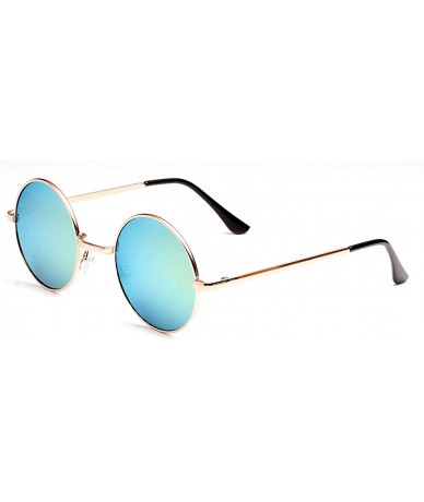 Oval Classic Retro Round Sunglasses for Men or Women metal Resin UV 400 Protection Sunglasses - Gold - CF18SASKNHC $28.08