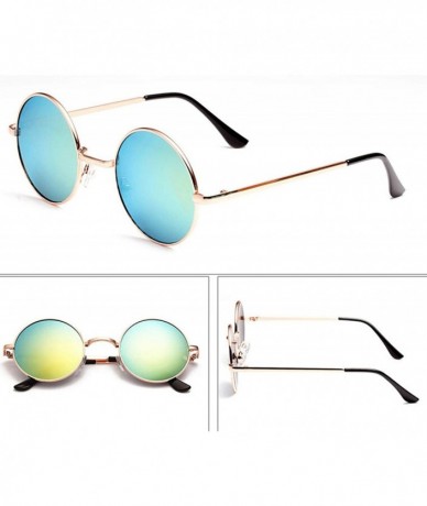 Oval Classic Retro Round Sunglasses for Men or Women metal Resin UV 400 Protection Sunglasses - Gold - CF18SASKNHC $28.08