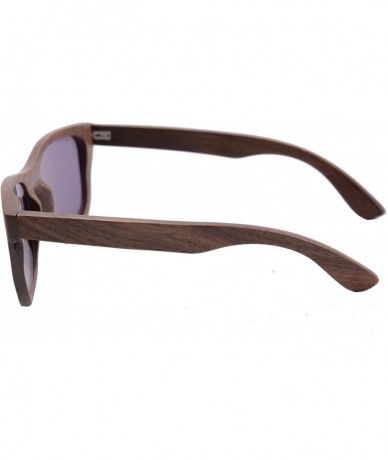 Wayfarer Genuine Handmade Wood Sunglasses Anti-glare Polarized Bamboo Layer UV400 Glasses-Z6016 - Walnut - CF12BIZOQC5 $43.64