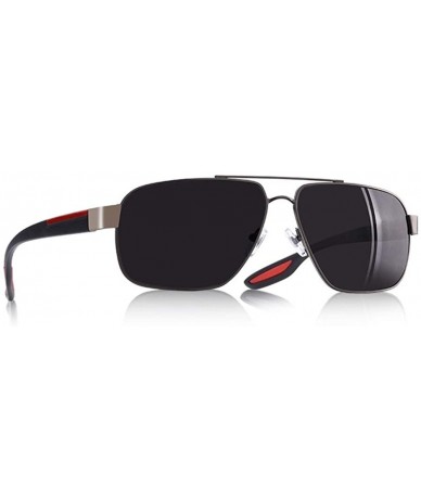 Square Square Frame Polarized Sunglasses for Men TR90 Elastic Leg UV400 - C4gun Gray - CZ199HXC5T2 $24.67