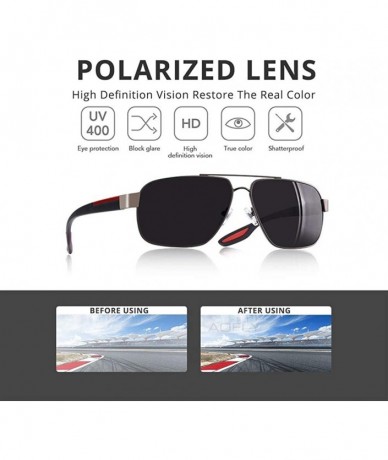 Square Square Frame Polarized Sunglasses for Men TR90 Elastic Leg UV400 - C4gun Gray - CZ199HXC5T2 $24.67